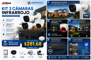 KIT DE 3 CÁMARAS DE SEGURIDAD 1080P CCTV BASICO