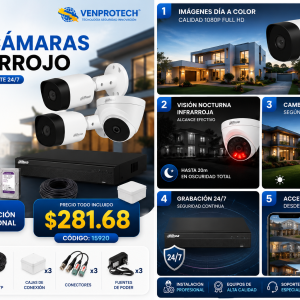 KIT DE 3 CÁMARAS DE SEGURIDAD 1080P CCTV BASICO