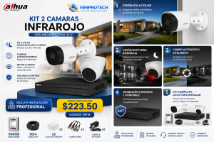 KIT DE 2 CAMARAS DE SEGURIDAD 1080P CCTV BASICO