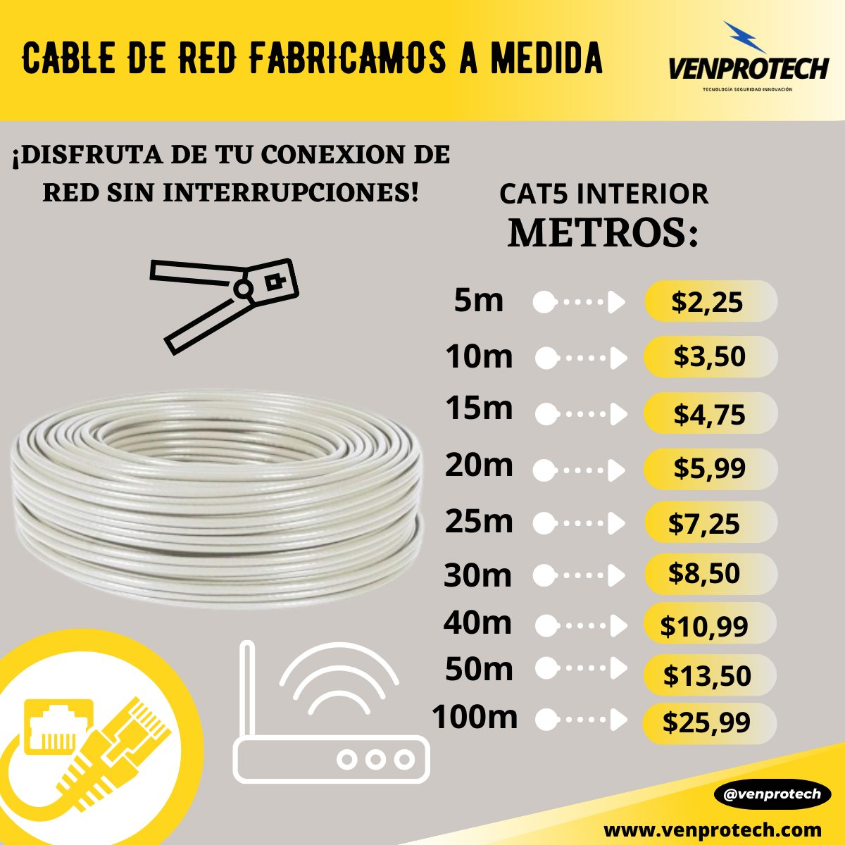 Cable De Red cable de internet interior Exterior categoría 5 y categoría 6 - Imagen 2