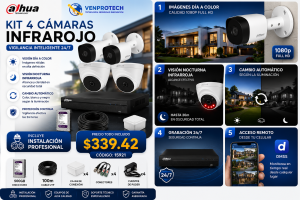 KIT DE 4 CÁMARAS DE SEGURIDAD 1080P CCTV BASICO