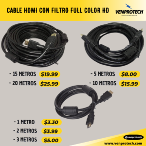 CABLE HDMI CON FILTRO FULL COLOR HD