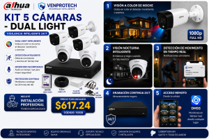 KIT DE 5 CAMARAS DUAL LIGHT 2MP / CCTV INTERMEDIO