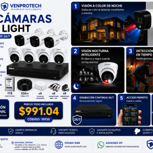KIT DE 8 CAMARAS DUAL LIGHT 2MP / CCTV INTERMEDIO