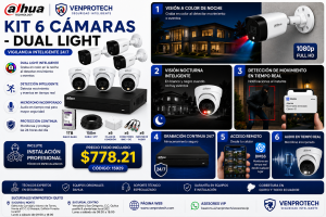 KIT DE 6 CAMARAS DUAL LIGHT 2MP / CCTV INTERMEDIO