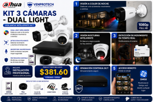 KIT DE 3 CAMARAS DUAL LIGTH 2MP CCTV INTERMEDIO