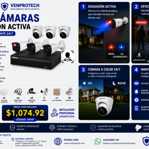 KIT DE 6 CAMARAS CON DISUASIÓN ACTIVA/CCTV AVANZADO