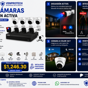 KIT DE 8 CAMARAS CON DISUASIÓN ACTIVA/CCTV AVANZADO