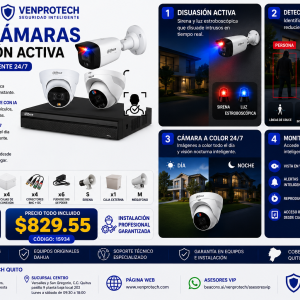 KIT DE 4 CAMARAS CON DISUASIÓN ACTIVA/CCTV AVANZADO