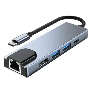 ADAPTADOR 5 EN 1 TIPO C / 2 USB / HDMI/ RJ45/ TIPO C