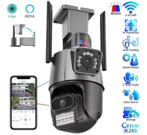 CAMARA WIFI EXTERIOR DOBLE LENTE CON BALIZA / V380