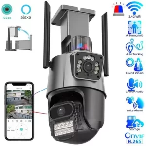 CAMARA WIFI EXTERIOR DOBLE LENTE CON BALIZA / V380