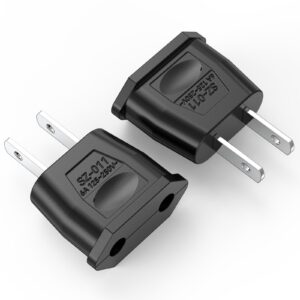 ADAPTADOR EUROPEO PLUG PLANO NEGRO DOS PATAS (ENCHUFE)