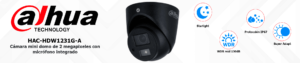 CAMARA TIPO DOMO 2MP/ MINI /METALICA STARLIGHT IR20M/ DH-HAC-HDW1231GN-A