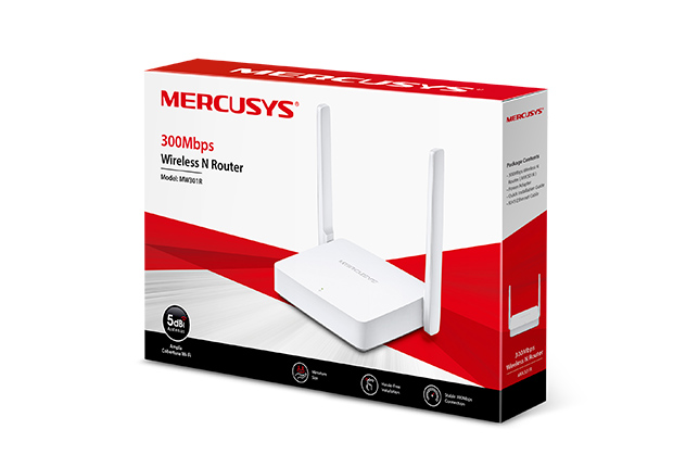 ROUTER MERCUSYS MW301R N300 2 ANT., 3 PTOS. FE, CONTROL PARENTAL, RED INVITADOS