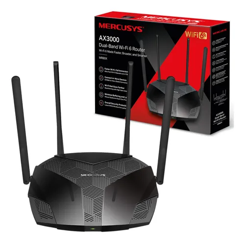 ROUTER/MERCUSYS/ MR80X WIFI 6 / AX3000 /DUAL BAND/4 ANT./PUERTOS GIGABIT