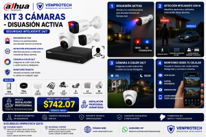 KIT DE 3 CAMARAS CON DISUACION ACTIVA/CCTV AVANZADO