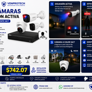 KIT DE 3 CAMARAS CON DISUACION ACTIVA/CCTV AVANZADO