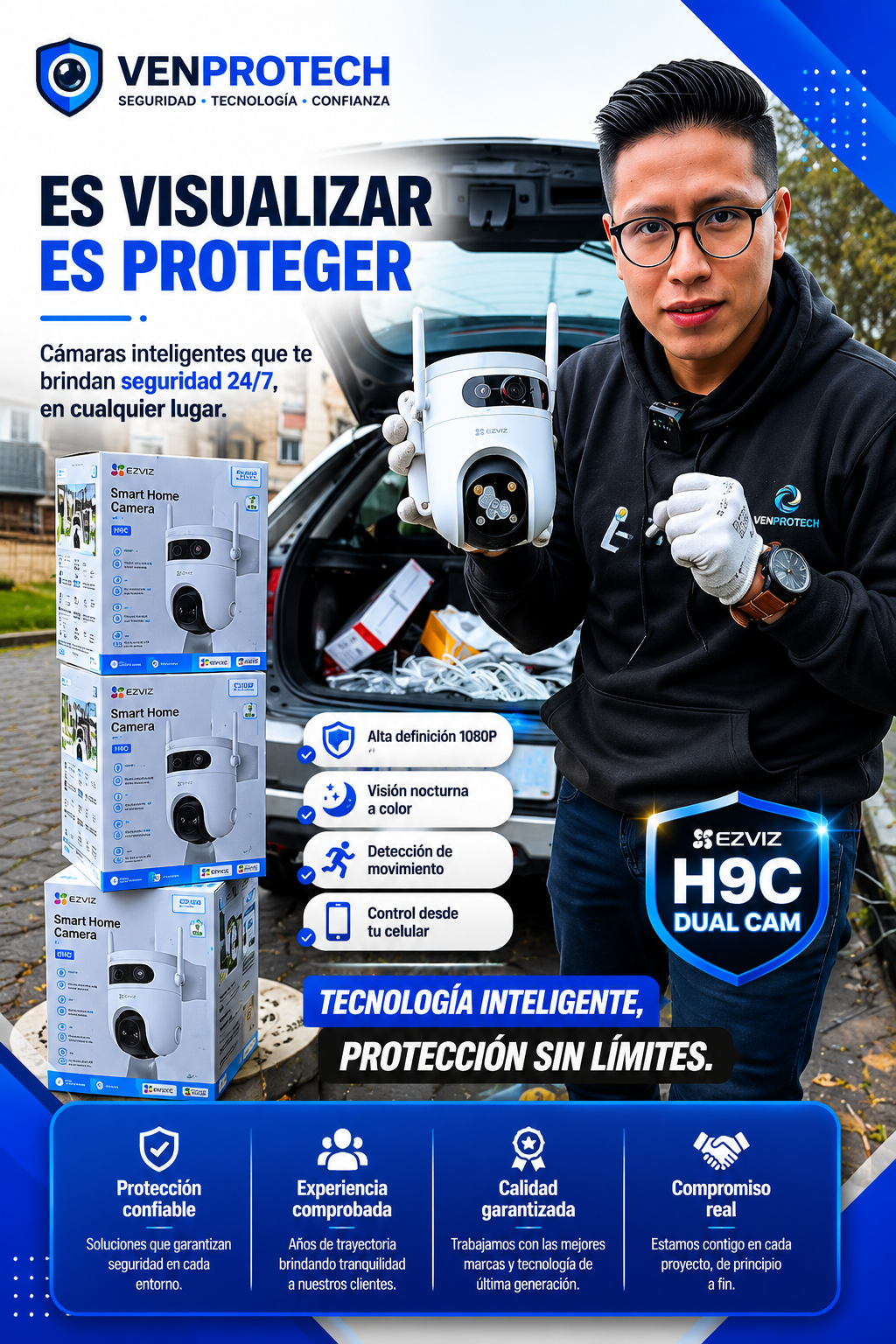Cámara WiFi EZVIZ H8C 5MP Exterior + Instalación Profesional - Imagen 3
