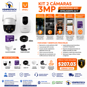 Kit 2 Cámaras WiFi IMOU 3MP + Instalación Profesional