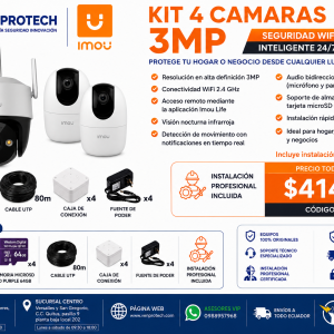 Kit 4 Cámaras WiFi IMOU 3MP + Instalación Profesional
