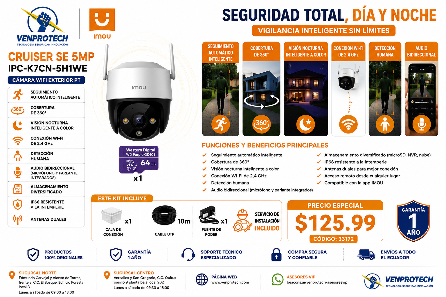 Cámara WiFi IMOU Cruiser SE 5MP + Instalación Profesional