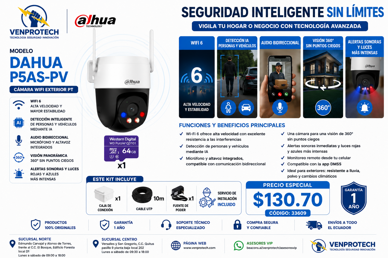 CAMARA WIFI DAHUA P5AS-PV + INSTALACION PROFESIONAL