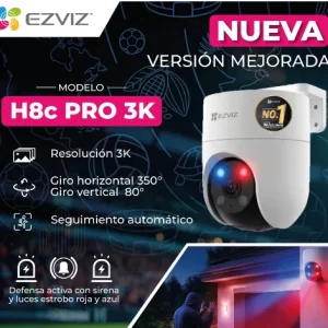 CAMARA H8C LUZ ROJA Y AZUL 2K EZVIZ EXTERIOR / CS-H8C-R210-1R5WFL