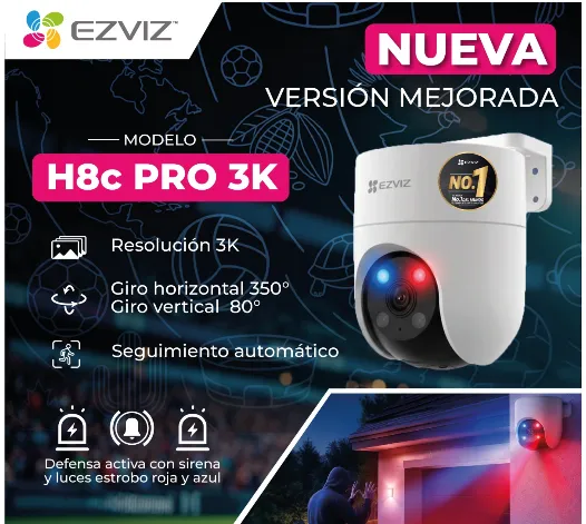 CAMARA H8C LUZ ROJA Y AZUL 2K EZVIZ EXTERIOR / CS-H8C-R210-1R5WFL