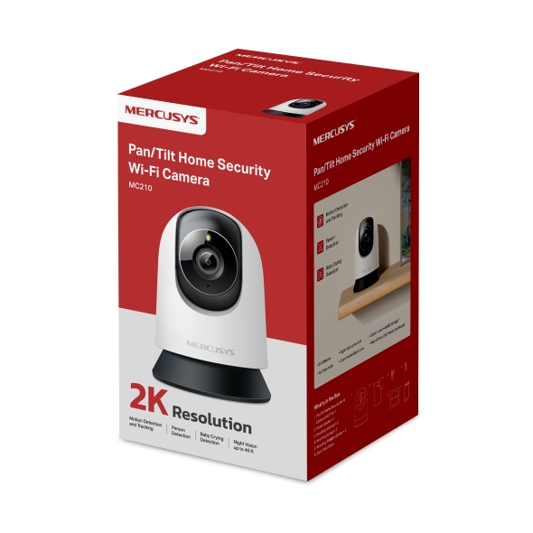 Mercusys MC210 cámara WiFi 2K 3MP con visión nocturna y giro 360° - Imagen 2