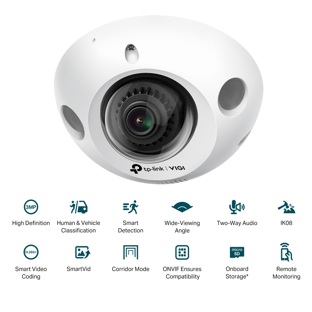 CAMARA TP-LINK VIGI C230I MINI 2.8MM 3 MEGAPIXELES ONVIF POE - Imagen 2