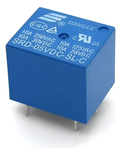 RELAY 5V 10AMP 5 PINES 1 CONT AZUL