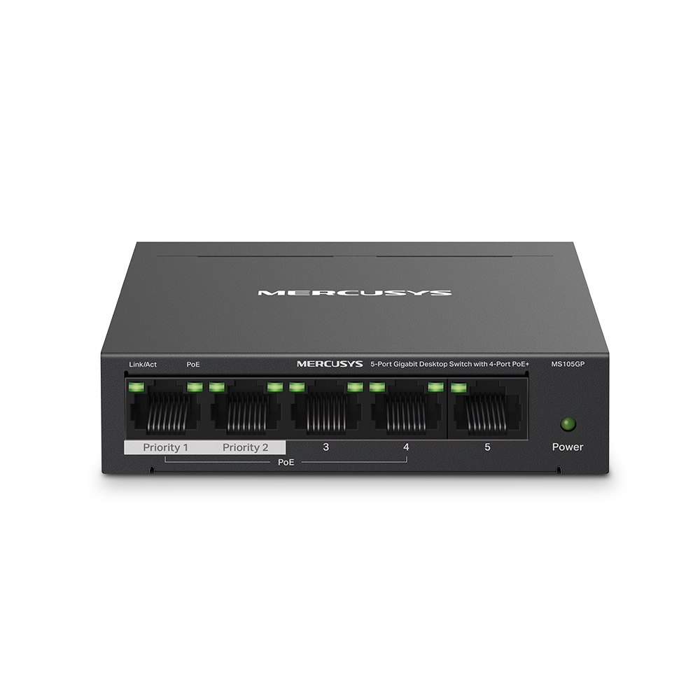 MERCUSYS Switch PoE+ Gigabit MS105GP de 5 puertos, 4 PoE+ y 65 W - Imagen 4