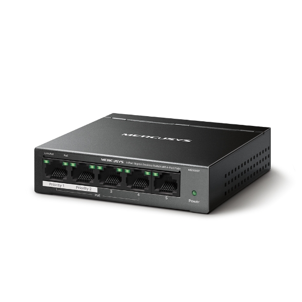 MERCUSYS Switch PoE+ Gigabit MS105GP de 5 puertos, 4 PoE+ y 65 W - Imagen 3