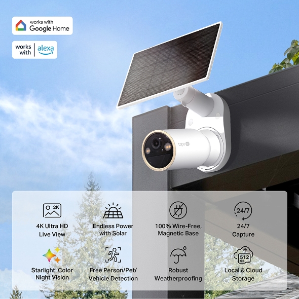 Tapo Cámara WiFi solar 4K C460 KIT con visión nocturna a color - Imagen 2