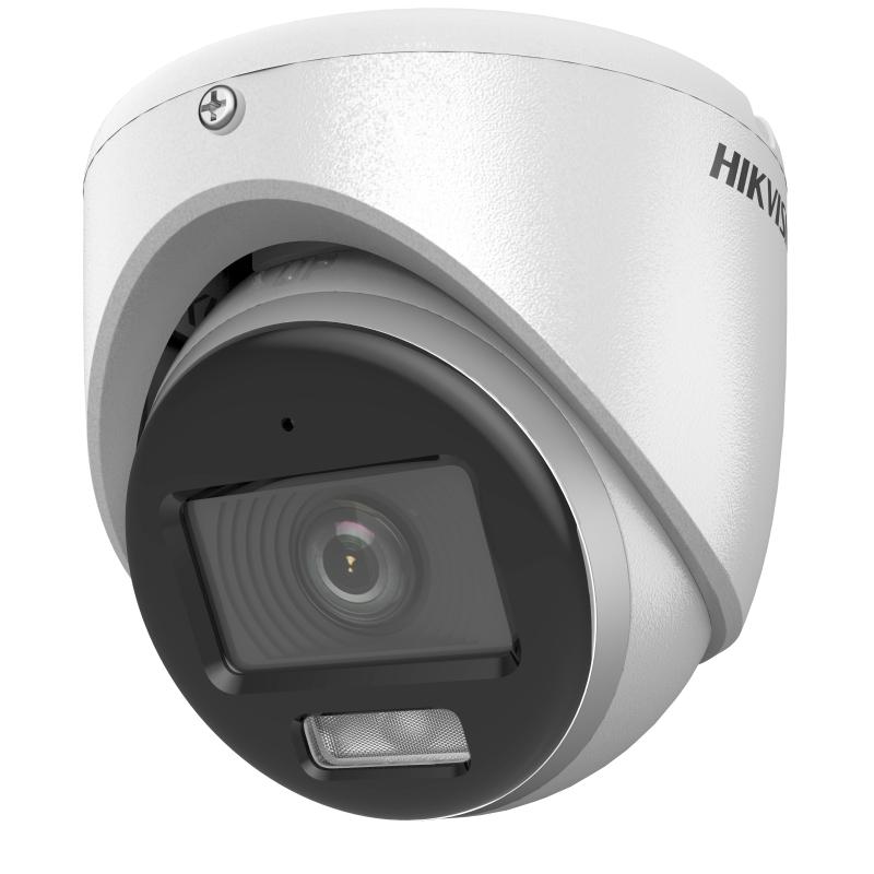 Hikvision Cámara domo 3K ColorVu híbrida con audio, IR 20 m e IP67 DS-2CE70KF0T-LMFS